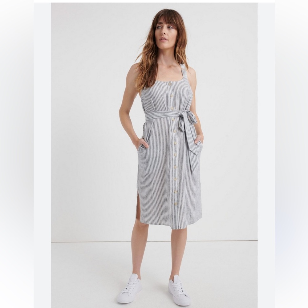 Lucky Brand Lana Button Front Dress in Blue Multi, Size: S